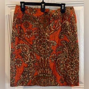 Talbots Paisley Linen Skirt Sz10